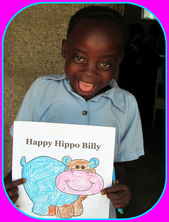 hippo, school girl, Chimfunshi, color, Zambia